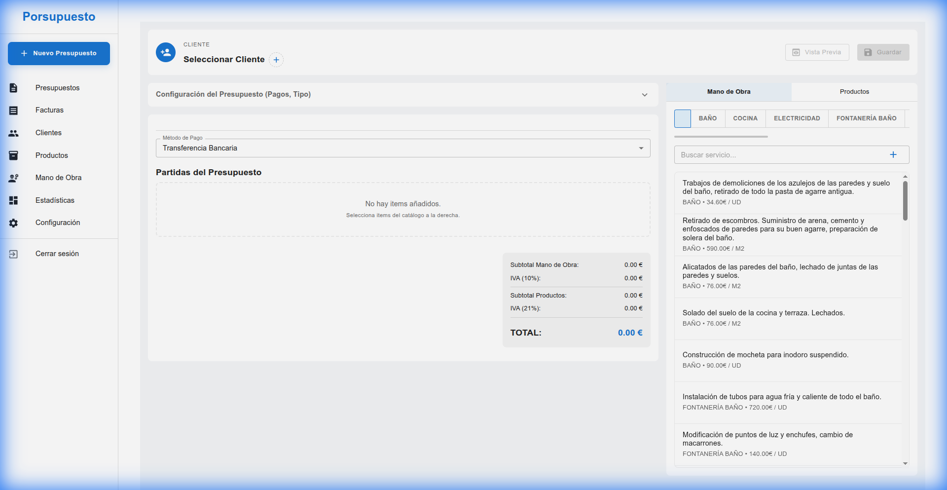 Creación de Presupuesto